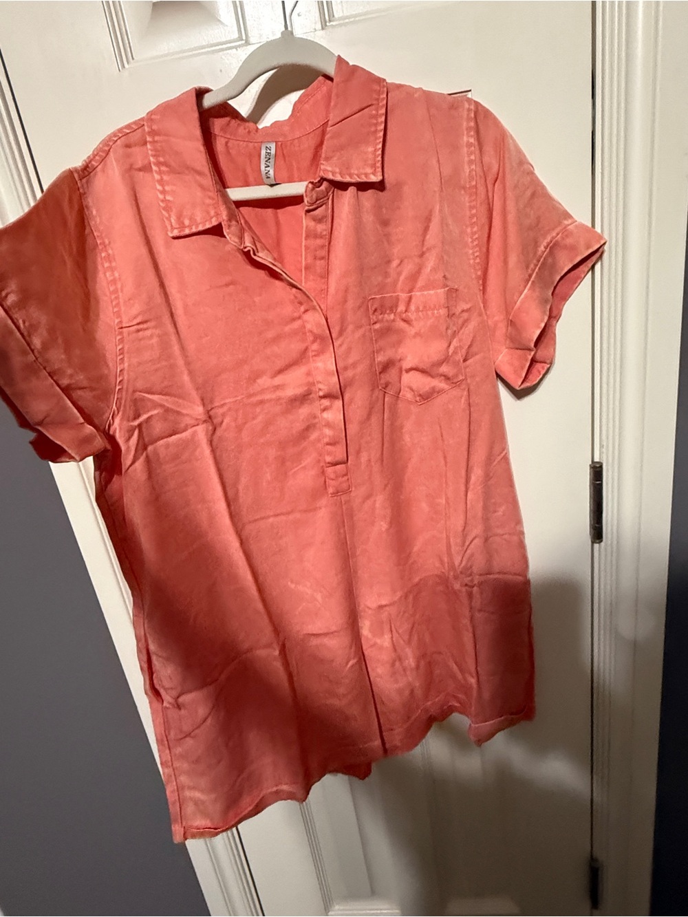 Zenana Coral Mineral Washed Shorts Romper
